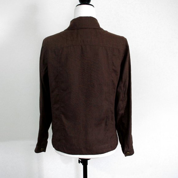Vintage 1990s BAGATELLE Linen Blazer, Chocolate Brown Jean Jacket Style - Picture 4 of 5